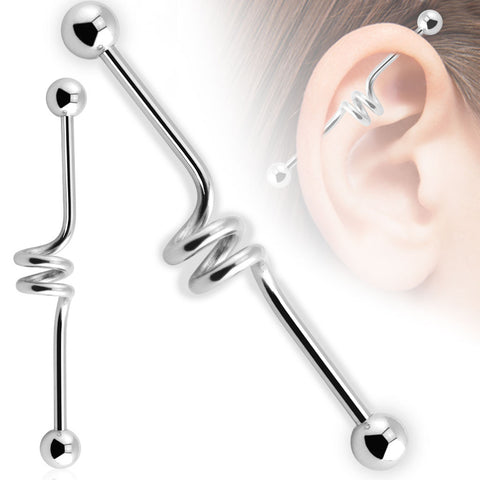 Notched Industrial With Spikes 316L Surgical Steel
