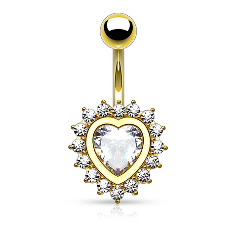 Pink  Heart Tiara 316L Surgical Steel Belly Button Navel Rings