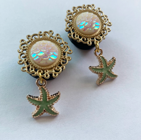 Teal Starfish Dangle Plugs